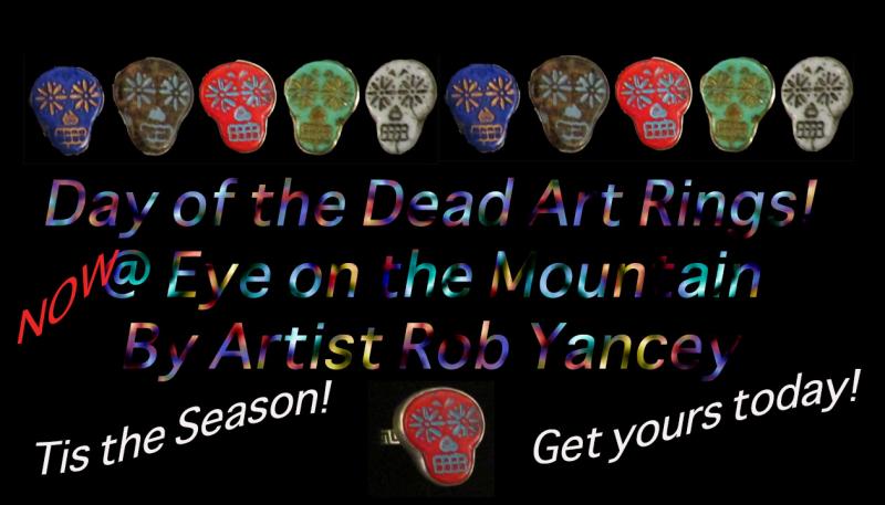 Day of the Dead Rings, Rings, Art Jewelry, Rob Yancey, Art Rings, Sugar Skulls